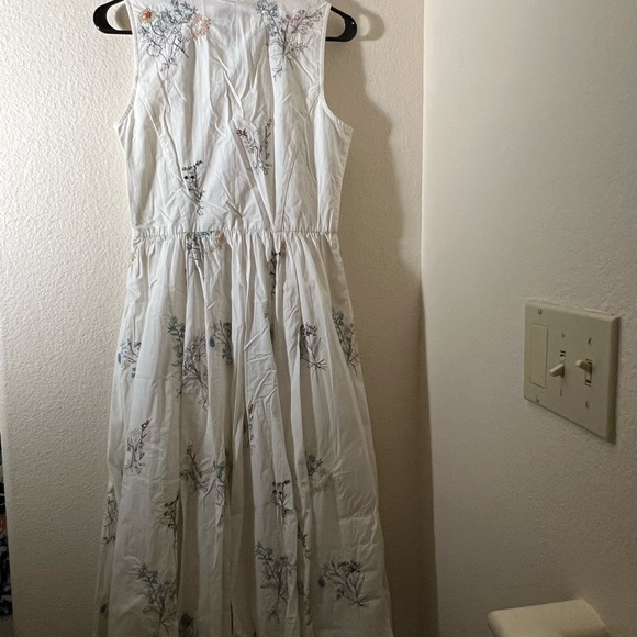 J Crew Madison Embellished Embroidered Cotton Poplin Midi Dress, White, Size 0 - Picture 4 of 7